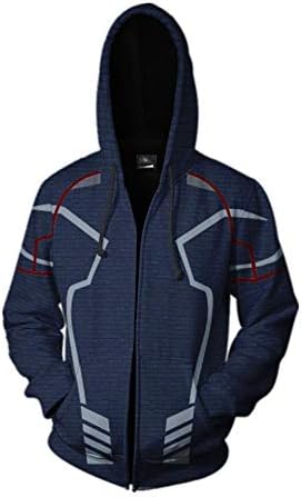 YWEIWEI Superhero Iron Man Sweatshirt Tony Stark Hooded Cardigan Iron Man Zipper Jacket Fulian 4 Print Sweater A-XXL