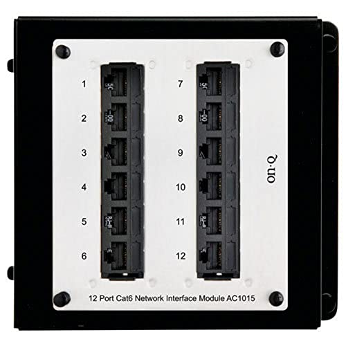 Legrand - OnQ Network Interface Module for Wireless Modem, Home Network Board with 12 Port Switch Design, Cat6 Network Interface Module Labeled 1 Through 12, Black and White, AC1015