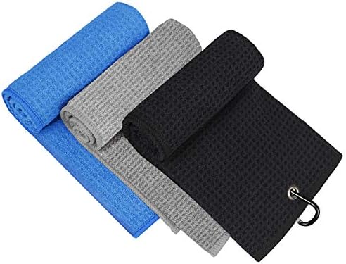 3 Pack Golf Towel, MOSUMI Golf Towel for Golf Bags with Clip, Microfiber Waffle Pattern Golf Towel,Tri-fold Golf Towel 3 Pack Golf Towel, MOSUMI Golf Towel for Golf Bags with Clip, Microfiber Waffle Pattern Golf Towel,Tri-fold Golf Towel