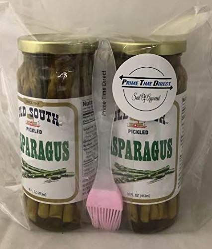 Old South Pickled Asparagus 16 fl oz (2 Pack) Bundled with Prime Time Direct Silicone Basting Brush in a PTD Sealed Bag