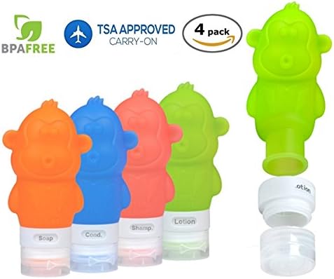 Eiker Travel Bottles Silicone Containers Set, Red/Orange/Green/Blue, 90ml, Set of 4