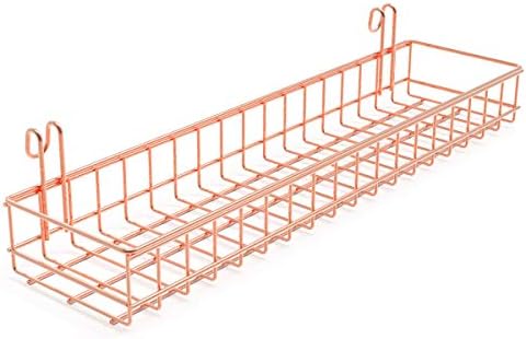 Oucles Hang Wire Tray Hang Wire Basket Mesh Wall Metal Wire Basket Storage Organizer Tray for Grid Wall Metal Storage Shelf Idea for Wall Decor Home Supplies-Rose Gold