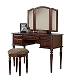 BOBKONA St. Croix Collection Vanity Set with Stool, Cherry (Kitchen)