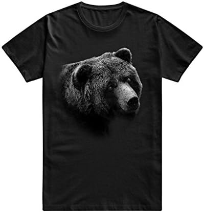 AmyArt Men's Cartoon Sketch Funny Bear Head Portrait T-shirt Medium