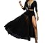 TomYork Black Sheer Slit Panty Luxe Maxi Skirt(Size,L)