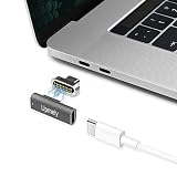 Magnetic USB C Adapter,Type C Connector, USB 3.1 10 Gb/s PD,100W Quick Charge - 4 K @ 60 Hz High Resolution - Supports High Speed, Compatible with MacBook Pro/Pixelbook/Matebook/Dell XPS (Grey)