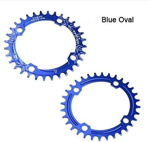 Whool 104BCD 32T/34T/36T Ultralight A7075 Alloy MTB Bike Bicycle Narrow Wide Chainring Oval Round Chainwheel Cycle Crankset (blue oval, 32T)