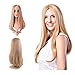 MelodySusie Ombre Long Blonde Pink Straight Wig High Density Synthetic Hair Wavy Full Wigs Soft Adjustable Size Cosplay Daily Party Wigs, Blonde Pink Highlight