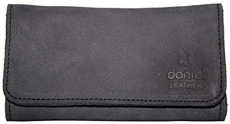 Pure Leather Tobacco Pouch Hold up to 50 Gram Rolling Bacci (Black)