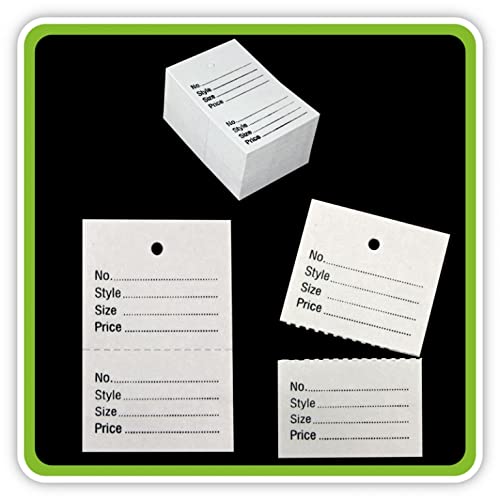 MSF White 1000 UnStrung Perforated Clothing Stock Ticket 40x62mm - 14 Styles & Colours