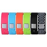 Vastar 6 in 1 Colorful Replacement Bands & Metal Clasps for Samsung Galaxy Gear Fit Smart Watch Bracelet Wristband Bracelet Sport Arm Wrist Band，Pink/Light Blue/Orange/Green/Black/White Spots in Black
