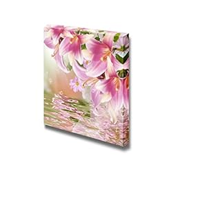 Canvas Prints Wall Art - Exotic Flowers with Reflection on Water Flora Art | Modern Wall Decor/Home Decoration Stretched Gallery Canvas Wrap Giclee Print & Ready to Hang - 12" x 12"