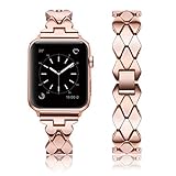Kwlet Compatible with Rose Gold Apple Watch Band 38mm Metal Stainless Steel Designer Band Unique Luxury Pretty Band Replacement for 40mm Apple Watch Band Rose Gold Series 4 3 2 1