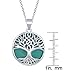 Beaux Bijoux Sterling Silver Natural Turquoise/Abalone/Mother-of-Pearl Stone Tree of Life Circle Pendant with 18