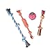 COLEMETER Dog Chew Toys Puppy Ropes Dog Balls Durable & Safety Cleaning Toys for Small to Medium Dogs (Gift Set of 4)
