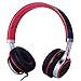 FOSTO Headphones, FT58 Stereo Foldable Headset Strong Low Bass Headphones with Microphone for iPhone, All Android Smartphones, PC, Laptop, Mp3/mp4, Tablet Earphones（Red