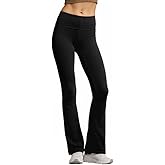 COUVER Women Cotton Bootcut Wide Waist-Band Workout Bootleg Yoga Pants