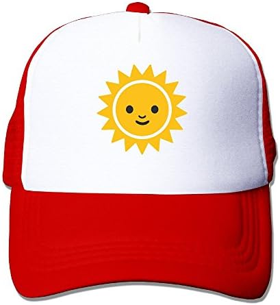 LINNA Emoji Sunshine Face Emoticon Cotton Hats Tennis Caps Hats For Outdoor Sports Red
