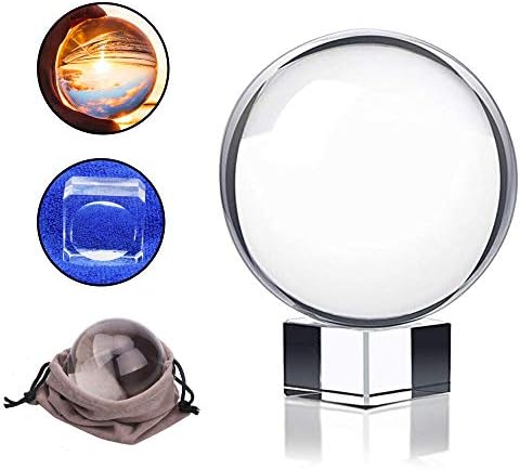 Kioneer 70mm Clear Crystal Ball with Stand Magic Lens Ball Decoration Ornaments for Home, Party (2.75in（7cm）)