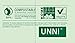 Unni ASTM6400 Certified 100% Compostable Bags, 3 Gallon, 200 count, Extra Thick 0.71 Milliliters, Small Kitchen Trash Bags, Food Waste Bags, US BPI and European VINCETTE Certificated
