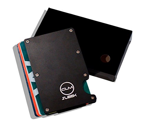 RFID Credit Card Holder, CLM SLEEK Stainless Steel RFID Wallet for Men & Women, Holds Credit & Debit Cards, & ID s Securely, Slim Front Pocket Wallet with Money Clip, Black