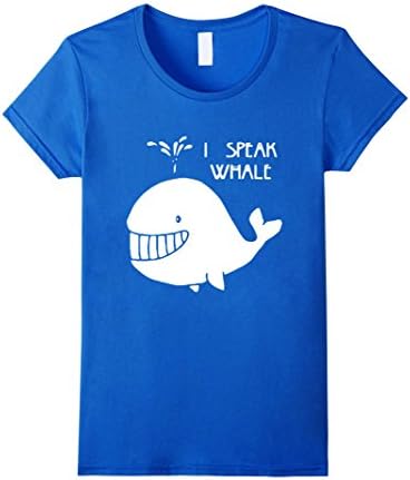 Women's Cartoon whale print tee shirt Large Royal Blue