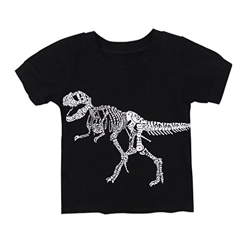 Hot Sale! Toddler Kids Baby Boys Dinosaur Pajamas Cartoon Print T Shirt Tops Shorts Outfits Set (Black, 2T)