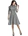 ANGVNS Women's Elegant Vintage 1940's 3/4 Sleeve Large Swing Official Plaid Slim Dress, Black/White Houndstooth, M