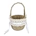 Tinksky Burlap Flower Basket for Wedding Ceremony Party - Delicate Lace Ribbon Decorated