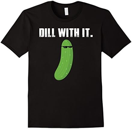 Mens Dill With It Funny Pickle T-Shirt XL Black