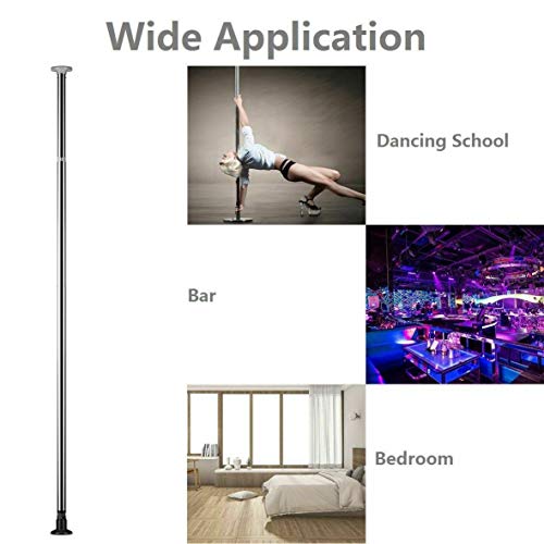 250 Lbs Sturdy & Adjustable Dance Pole Full Kit Portable Stripper Exercise Fitness Club Party Dancing Silver Levels of Dancers in Your Own Home