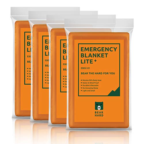Bearhard Emergency Blanket Space Blankets 4Pack for Camping Hiking or