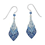 Adajio Lake Blue and Imitation Rhodium Three-part Necktie Shapes Earrings