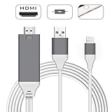 Bambud Compatible with iPhone iPad to HDMI Adapter Cable 6.6ft, Digital AV Adapter 1080p HD TV Connector Cord Compatible with iPhone Xs Max XR 8 7 6Plus, iPad, iPod to TV Projector Monitor