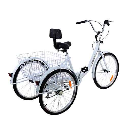Ridgeyard 7 Speed 24 Inch 3 Wheel Adult Tricycle Bike Cycling Pedal Cruiser Bicycles Folding Basket - Thumbnail 3