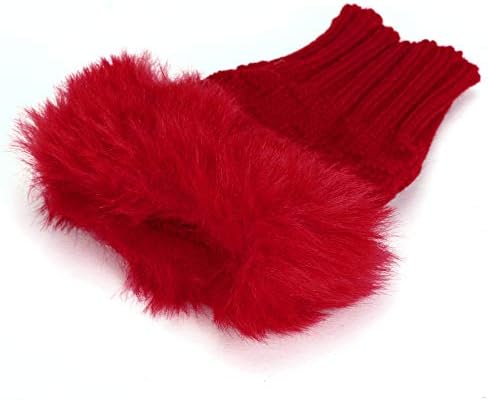 Famolt Women Girl Warm Winter Faux Rabbit Fur Wrist Fingerless Gloves Mittens