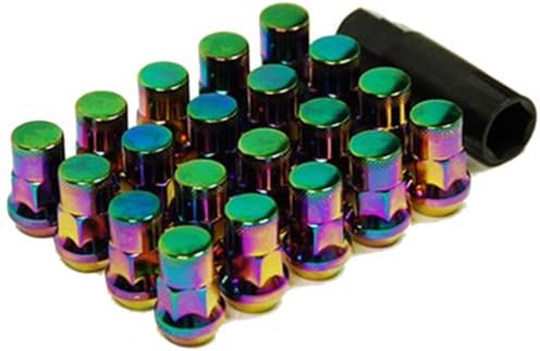MUTEKI32926NP SR35 Series Chrome Neon 12mm x 1.5" Thread Size Closed End Lug Nut, (Set of 20)