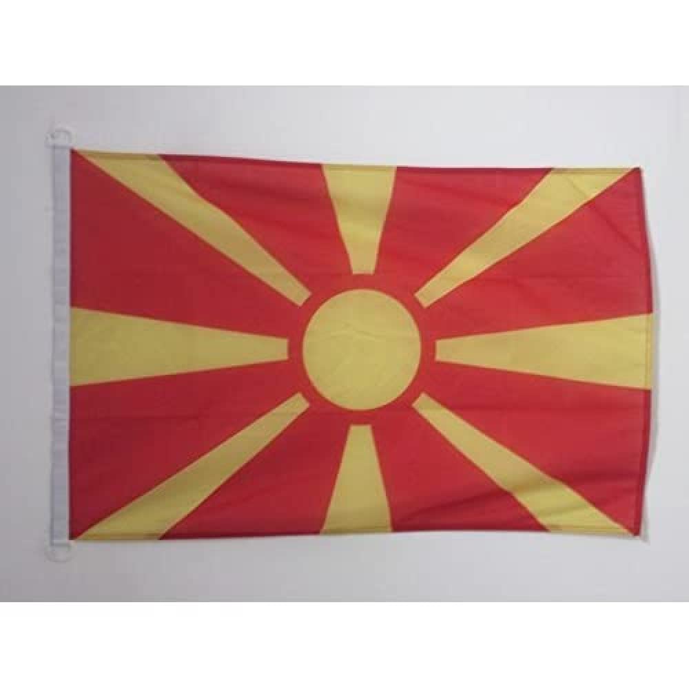 AZ FLAG - Macedonia Flag - 2x3 Ft - For Outdoor - Macedonian Banner Knitted Polyester with Two Plastic Rings - Fade Resistant - Vivid Colors - 2' x 3' Feet - 90x60 Cm