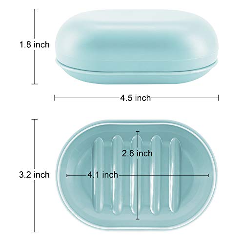 Bligli Soap Dish, Soap Case with Lid,Soap Bar Holder for Shower, Bathroom and Kitchen Sinks, 2 Pack (Green)
