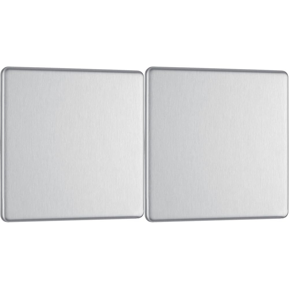 BG Electrical Single Blank Screwless Blank Plate, Brushed Steel (Pack of 2)