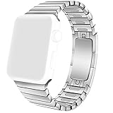 OULUOQ 42mm Link Bracelet with Custom Butterfly Closure, Eesily Push and Slide the Button to Add and Remove Links by Hand for Apple Watch Series 2 Series 1- Silver