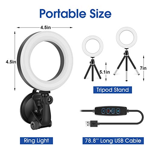 Ring Light for Zoom Meetings, Laptop Ring Light with Tripod Stand, Ring Light with Suction Cup