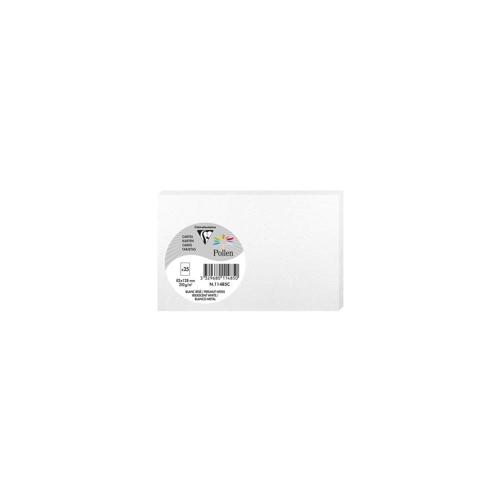 Clairefontaine 11485C Iridescent White Paper Pack of 25 Plain Cards 8,2x12,8cm 210gsm Colour Event Correspondence Invitation Cards Pollen Range Smooth Premium โ image 1