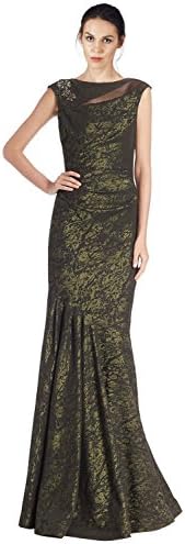Teri Jon Beaded Shoulder Sleeveless Evening Gown Dress