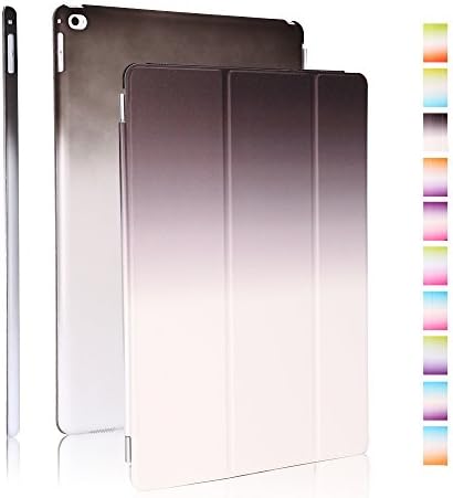 iPad Pro Case(2016 Edition), 3-Fold Rainbow Series Protective Smart Front Case Transparent PC Back Cover Separated Ultra Slim Lightweight Leather Case for Apple iPad pro 12.9 inches(Black and White)