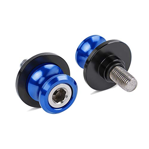 XX eCommerce Motorcycle Motorbike 1 Pair Swingarm Swing arm 6mm Slider Spool Stand Screw Stud Bolt Nut Kit for Yamaha R1 R3 FZ MT 07 09 Aprilia (Blue)