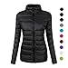 CIOR Women's Ultra-Lightweight Stand Collar Packable Down Jacket Coat with Travel Bag,YR01,Black,XS