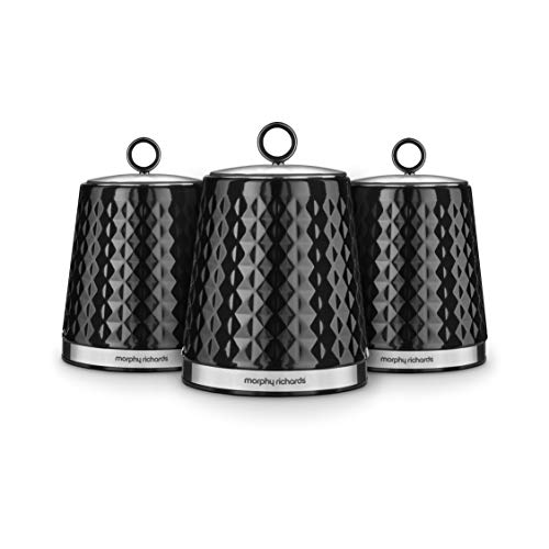 Morphy Richards Dimensions Set of 3 Round Kitchen Storage Canisters, Black eBay