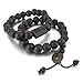 INBLUE 2PCS 11mm Wood Bracelet Link Wrist Tibetan Buddhist Beads Prayer Mala Amulet Coin Set Elastic
