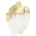 Piokio 12 pcs Natural Sparkle Gold Dipped Feather in Bulk for Craft Party Decoration, Baby Bridal Shower Home Wedding Decorations, Marriage Birthday Table decor